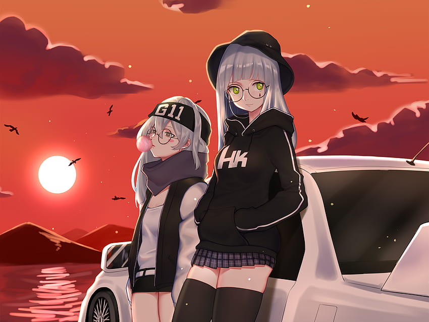 Sunset, G11 HK416, girls frontline, anime girls HD wallpaper