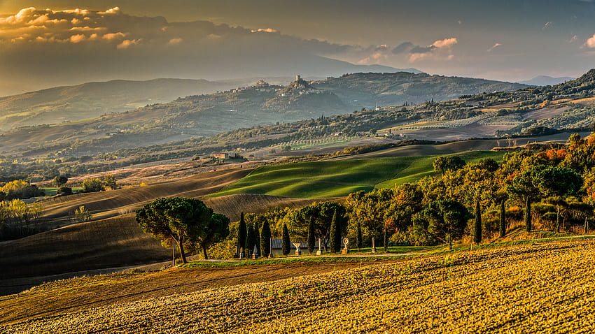 Tuscany Italy Nature Hill Fields Scenery Trees, 2560X1440 Tuscany HD ...