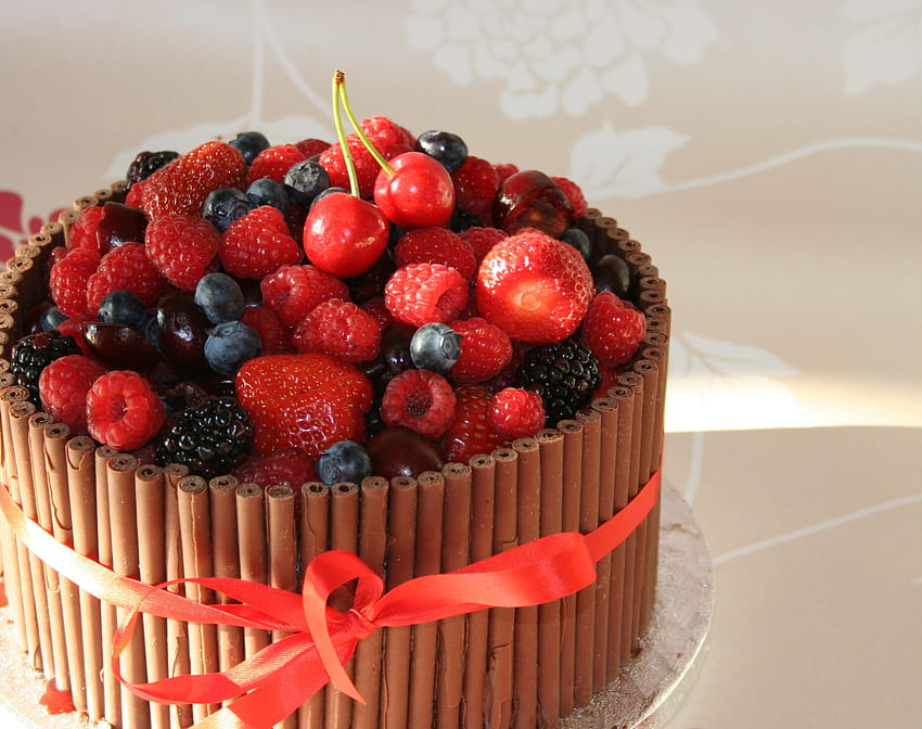 Food, Strawberry, Cherry, Raspberry, Blackberry, Cinnamon, Cake, Berry, Tubes, Tubules HD wallpaper