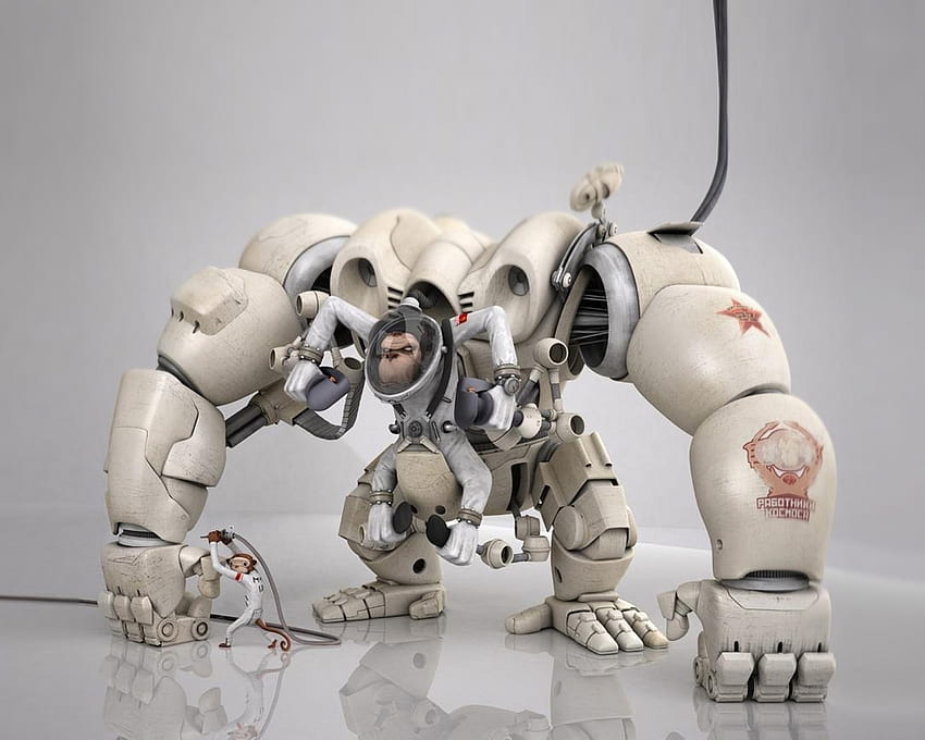 Monkey Robot , ลิง , นามธรรม , หุ่นยนต์ , 3 มิติ วอลล์เปเปอร์ HD