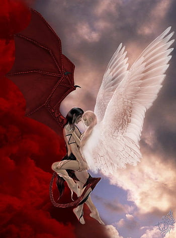 Angel Vs Demon  Demon And Angel Forbidden Love Angel And Devil HD  wallpaper  Pxfuel