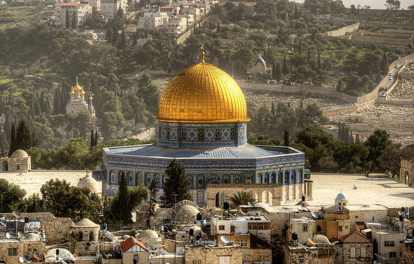 kota, kubah, Yerusalem, Israel, Kubah Batu, Gunung bait untuk , bagian город Wallpaper HD
