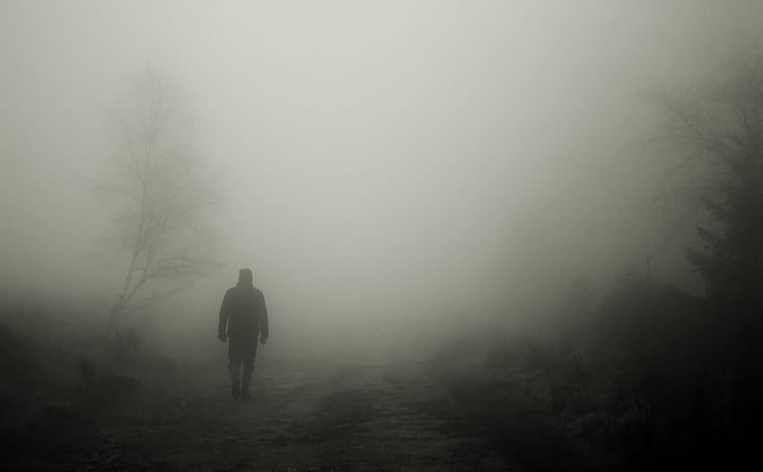 Sylwetka, mgła, samotność, sam, samotny Tapeta HD