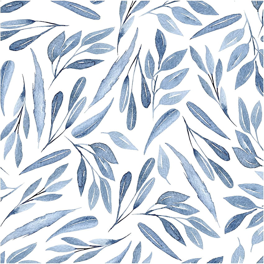 Buy UniGoos Watercolor Leaf Peel And Stick Blue Breezy Vinyl Removable Contact Paper Abstract Branch Leaves Self Adhesive Wall Paper Roll For Cabinet Living Room DIY Decor 17.7 X118 Online In Maldives, Watercolor Leaves HD phone wallpaper