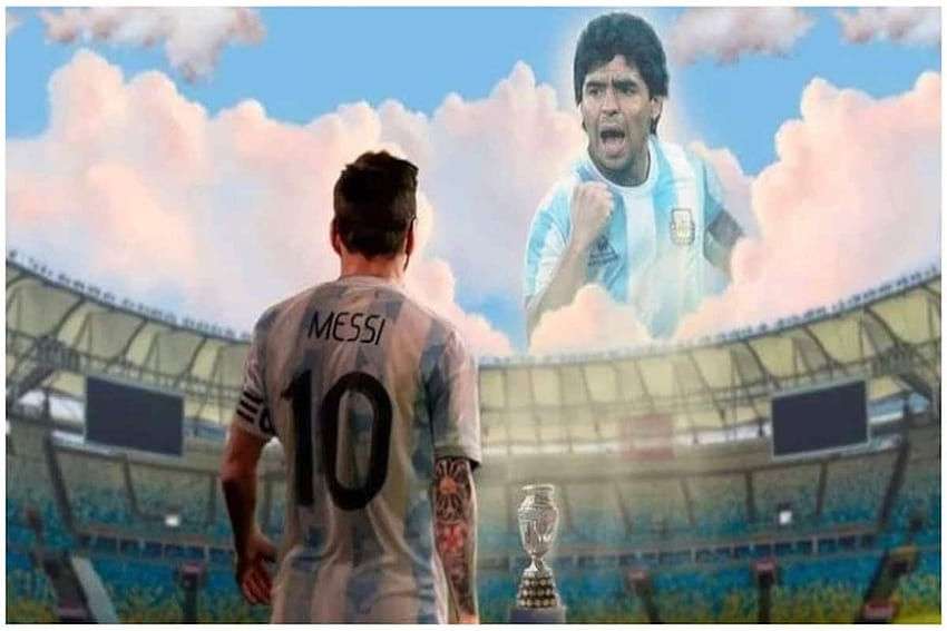In . Celebrating Diego Maradona As Lionel Messi Lifts Copa Weight Off Shoulders, Messi and Maradona HD wallpaper
