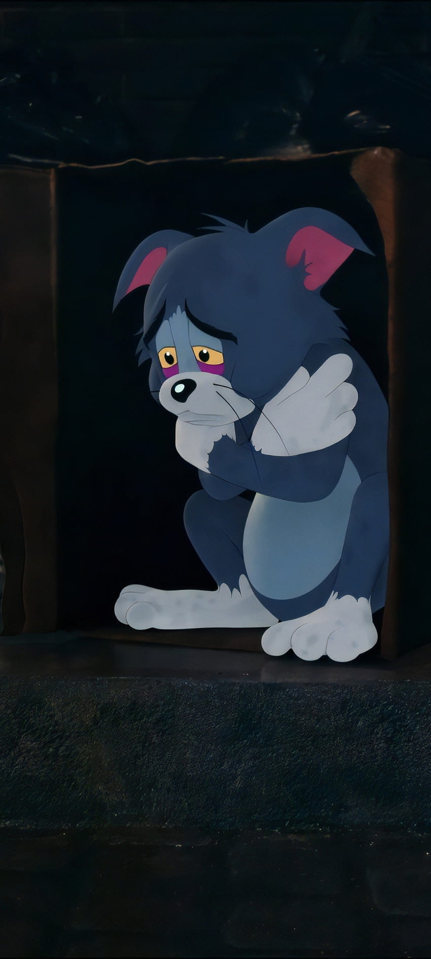 Trauriger Tom und Jerry, allein, Cartoon, Tomandjerry HD-Handy-Hintergrundbild