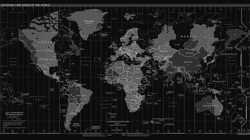 Mappa del mondo del fuso orario scuro Sfondo HD