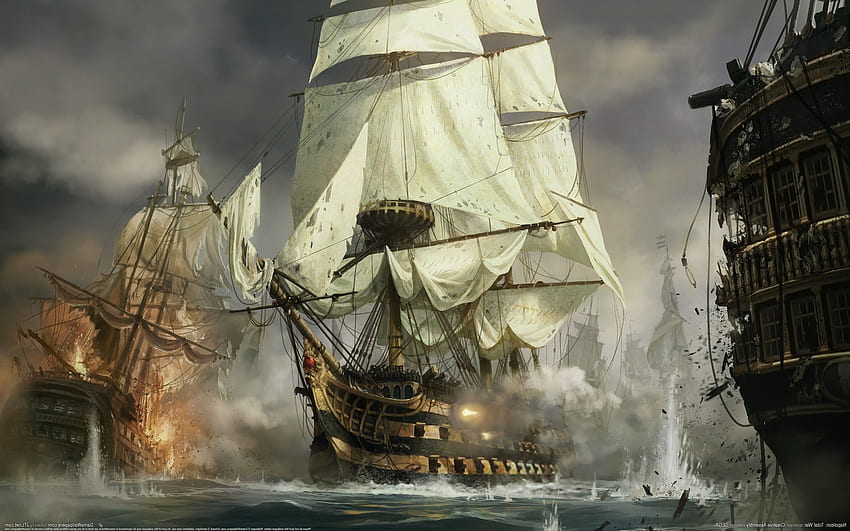 Napoleon: Total War, Video Games, Ship, Concept Art, War, Sailing Ship / and Mobile Background, Cool Ships HD wallpaper