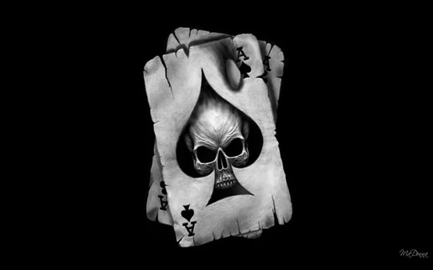 Ace of spade playing card, skull, heverilson, Ace of Spades HD wallpaper