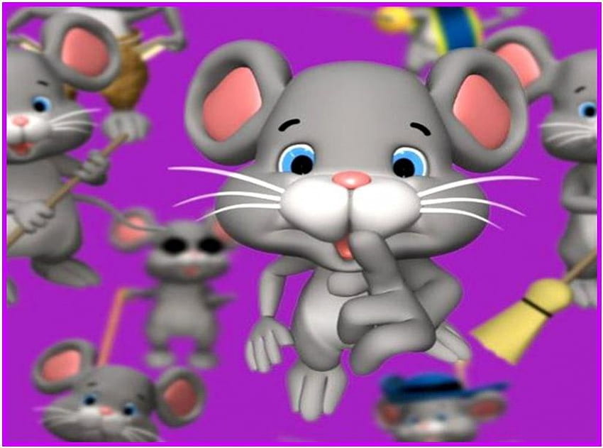 Cute little mice, animated, broom, glasses, cute, mice HD wallpaper | Pxfuel