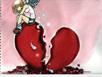 Broken heart sad quotes with, Broken Heart Cartoon HD wallpaper | Pxfuel