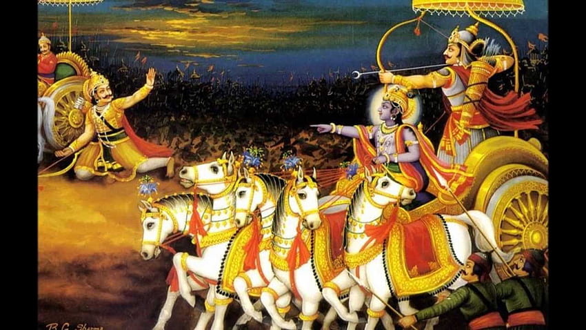 Krishna And Arjuna Chariot, & background HD wallpaper