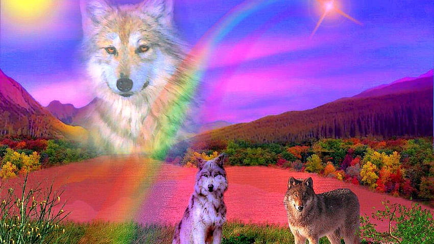Cool Rainbow Wolf Wolf .pro, Cool Neon Wolves HD wallpaper