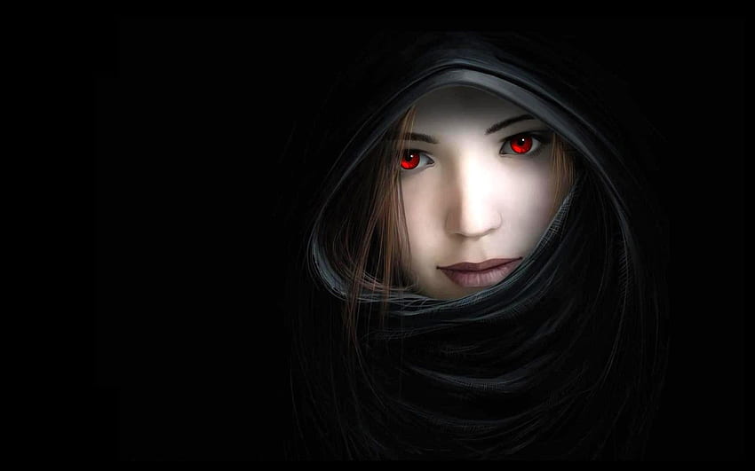 Women dark mouth red eyes artwork noses hooded witches black background Abstract Arts . . 35256. UP HD wallpaper