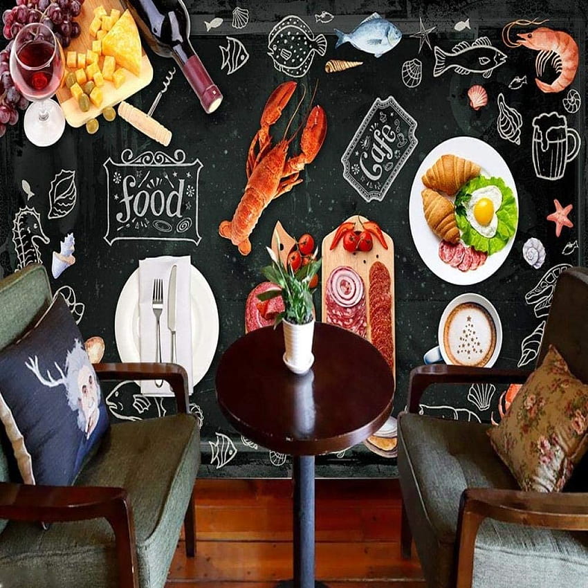 Wanghan 3D Özel Yüksek Dereceli Restoran Blackboard Gurme Fast Food Dükkanı Mutfak Oturma Odası Duvar 150 Cm x 100 Cm (55..37 inç), Cafe Food HD telefon duvar kağıdı