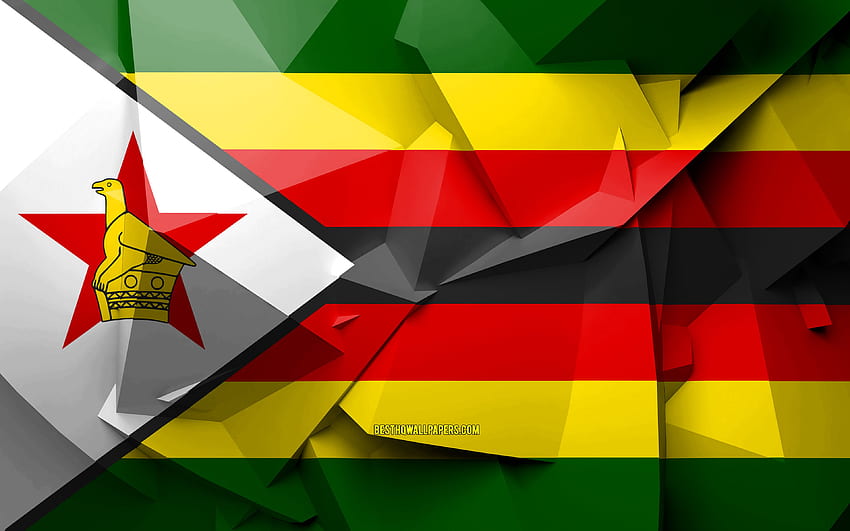 Flag of Zimbabwe, geometric art HD wallpaper