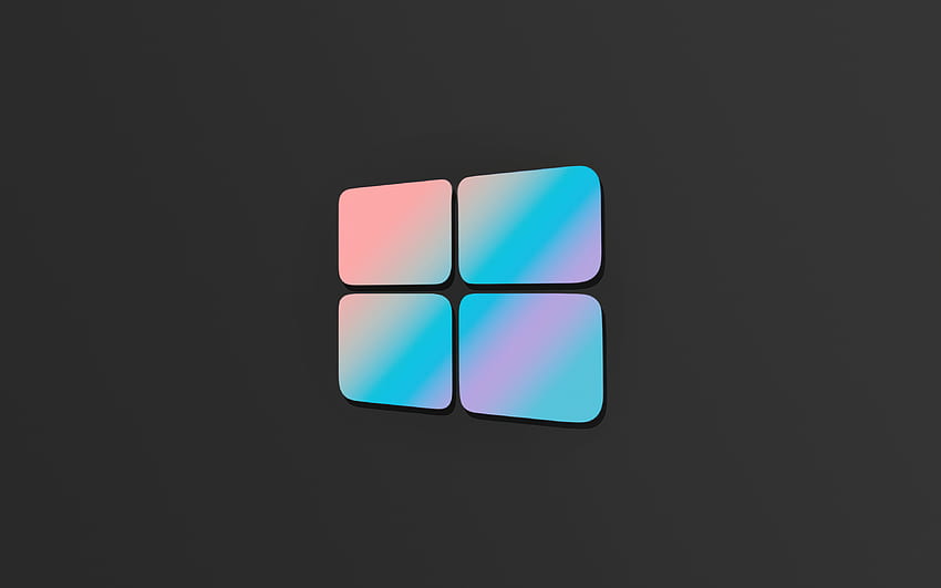 Logo astratto di Windows 10, sfondi grigi, creativo, sistemi operativi, logo 3D di Windows 10, minimalismo, logo di Windows 10, OS, Windows 10 Sfondo HD