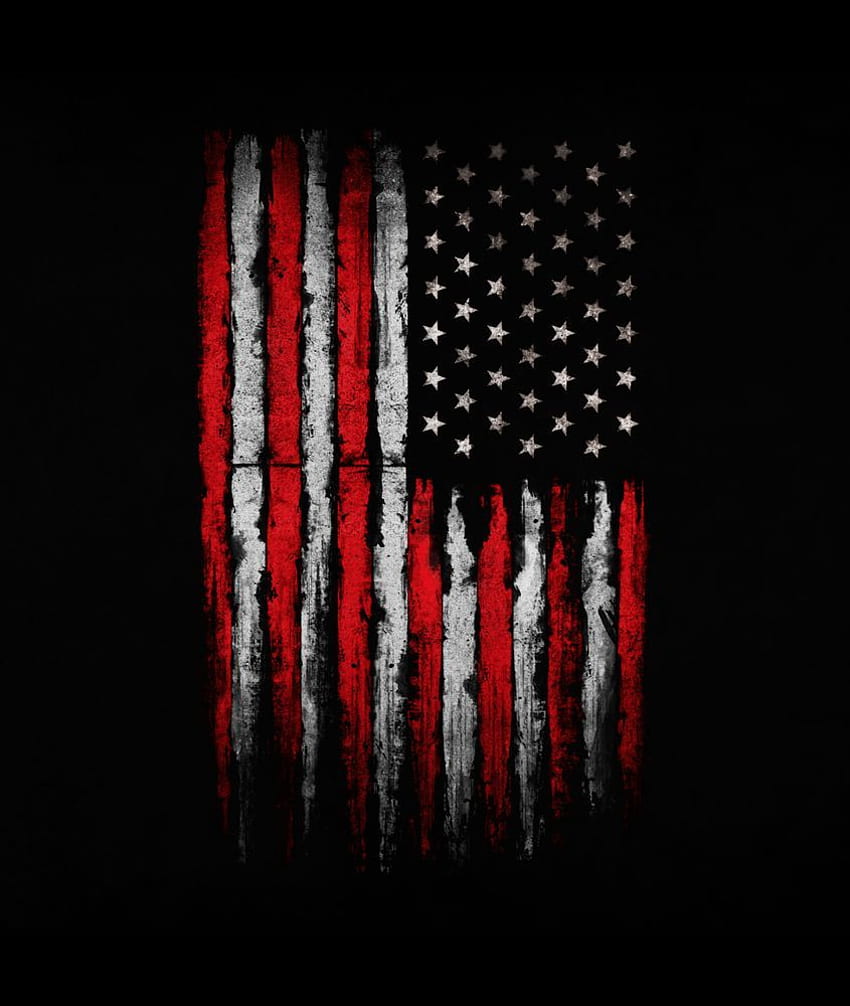 레드 & 화이트 그런지 미국 국기 프레임 아트 프린트 by Mydream - 벡터 블랙 - MEDIUM(Gallery)-. 미국 국기 아트, 플래그 아트, 미국 국기, Dark American Flag HD 전화 배경 화면
