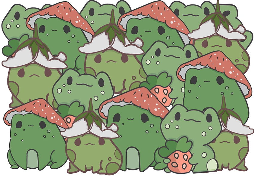 Banyak Katak! Cottagecore Strawberry Bunga Jamur - ChibiGreen di Etsy. Seni katak, Katak, Katak, Katak Jamur Wallpaper HD