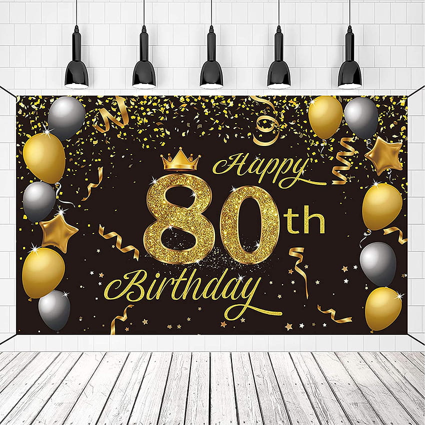 Extra Large 80th Birtay Background Banner Gold Black Birtay Decorations Party Supplies Banner for Women Men 5..6 ft Crenics Happy 80th Birtay Backdrop Banner Toys & Hobbies Banners HD phone wallpaper