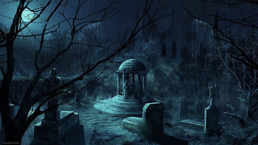 The Cemetery. Anime scenery, Cemeteries, Cemetery, Haunted Graveyard HD wallpaper