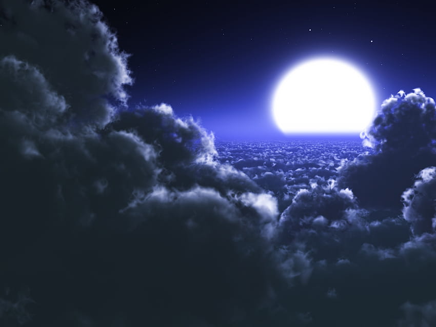 Nature, Sky, Stars, Night, Clouds, Moon HD wallpaper