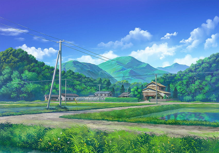 Wieś []. Sceneria anime, sceneria anime, krajy, Japonia Wieś Tapeta HD