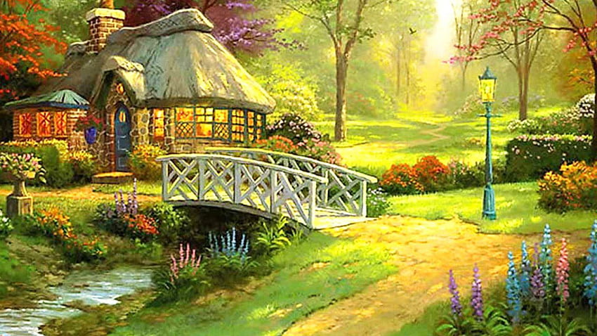 Красива, английска, вила, , готино, дом - английска селска вила градина, селска цветна градина HD тапет