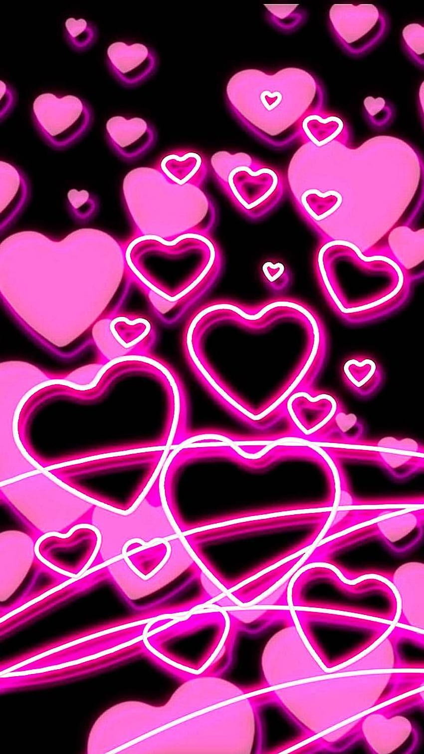 neon hearts by a123k - 87 now. Browse millions of popular black an. Heart , Neon , Pink , Cute Pink Neon Hearts HD phone wallpaper