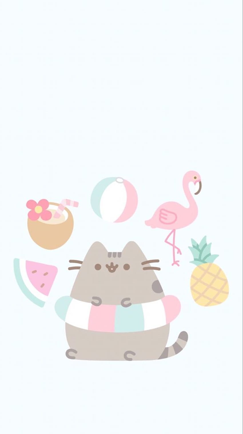 Tropical. Pusheen cute, Cat , Cat phone, Cute Pastel Kawaii Pusheen HD phone wallpaper