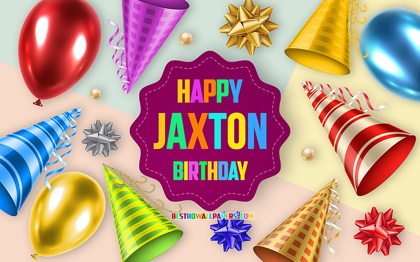 Happy Birtay Jaxton, , Birtay Balloon Background, Jaxton, arte criativa, Happy Jaxton birtay, laços de seda, Jaxton Birtay, Birtay Party Background papel de parede HD