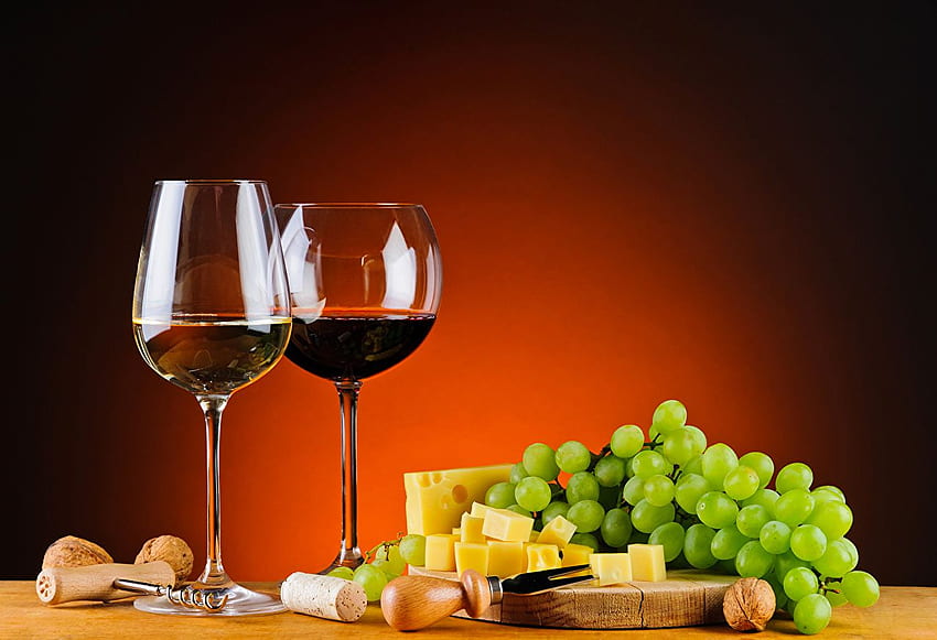 Wine Grapes Cheese Food Stemware Nuts HD wallpaper