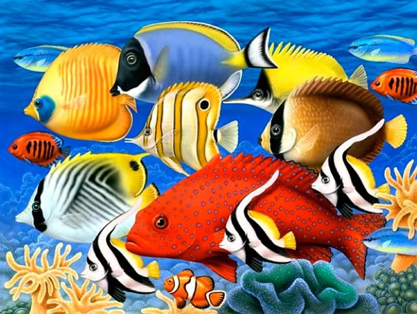 От Хауърд Робинсън, животно, , изкуство, под вода, Хауърд Робинсън, риба HD тапет