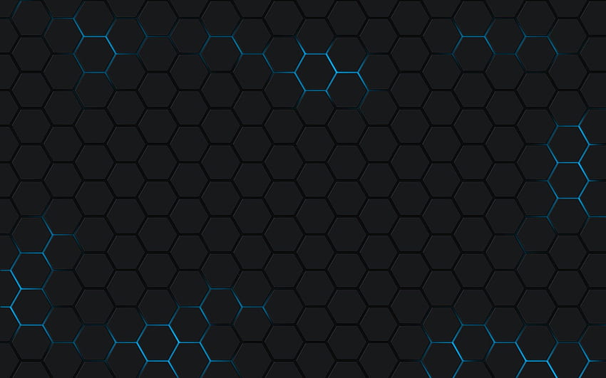 Blue Black Hexagon Grid Full HD wallpaper