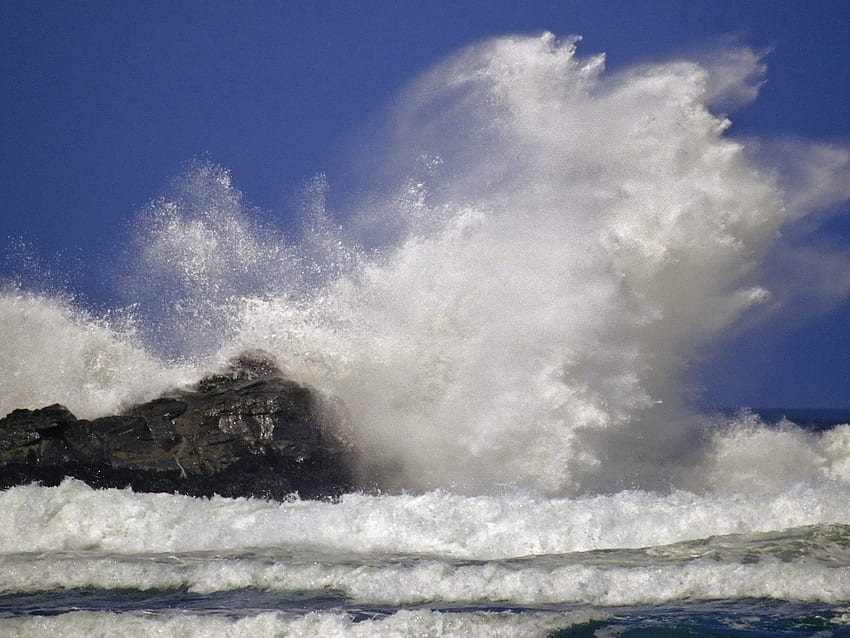 Nature, Sea, Rock, Spray, Stone, Wave, Blow, Hit HD wallpaper
