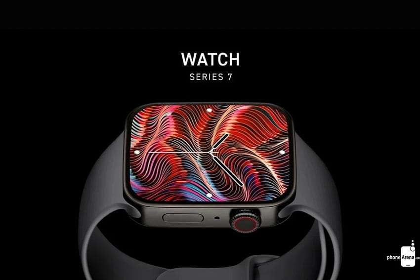 에서 : Apple Watch Series 7은 곧 출시될 Smartwatch, Apple Watch 7에서 평평한 모서리 디자인을 보여줍니다. HD 월페이퍼
