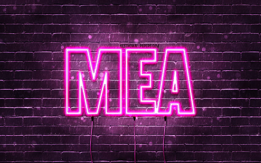Mea, , с имена, женски имена, име Mea, лилави неонови светлини, Mea Birtay, Happy Birtay Mea, популярни италиански женски имена, с име Mea HD тапет