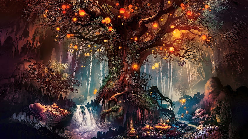 Forest Fantasy Artwork, Artysta, Tło i Fantasy Ilustracja Tapeta HD