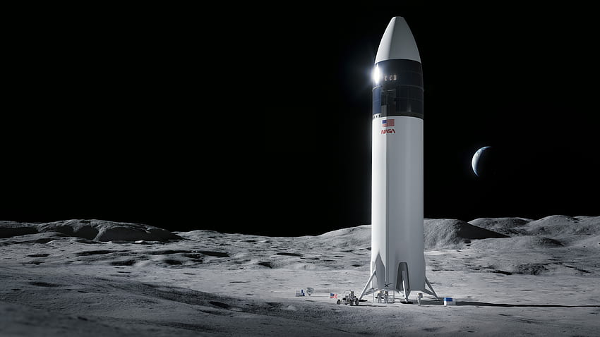 НАСА избира SpaceX за кацане на следващите американци на Луната, лунен модул HD тапет