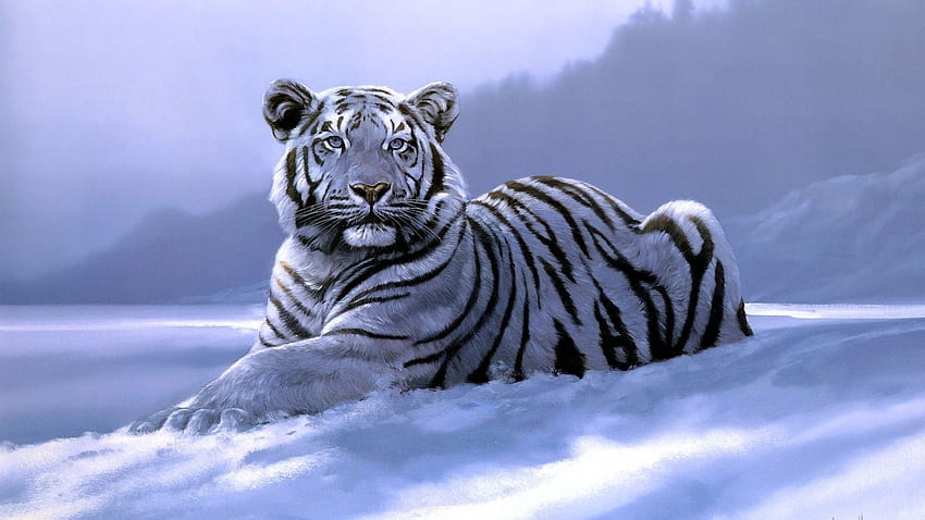 冬のタグ - タイガース ビッグ ワイルド タイガー 産卵 冬の猫 冬のシベリア アート スノー ファンタジー ホワイト 高画質の壁紙