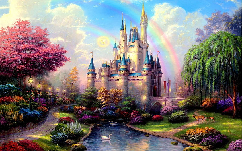 Castelo e fundo da Cinderela, Castelo de Walt Disney papel de parede HD