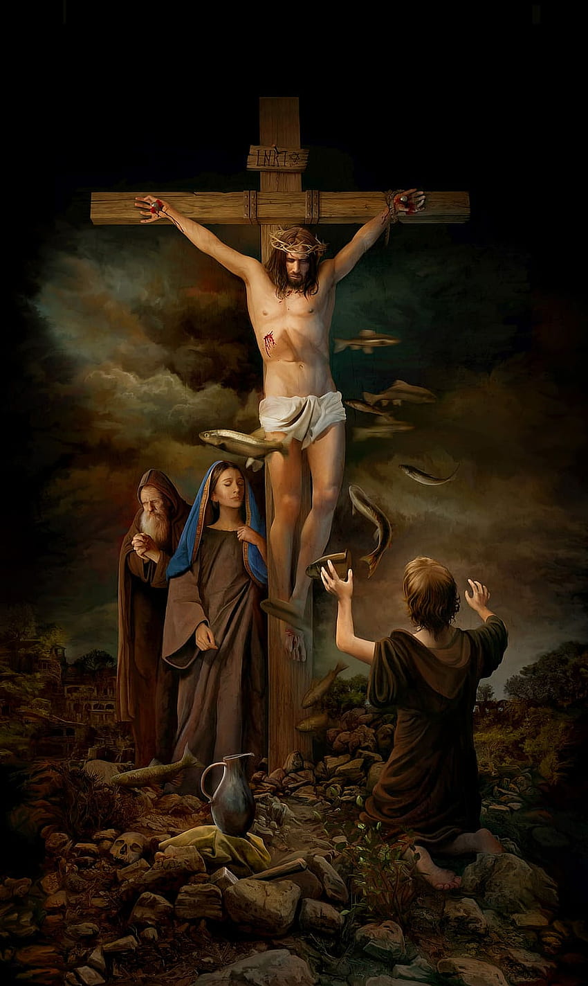 Jesús en la cruz, cristiano fondo de pantalla del teléfono