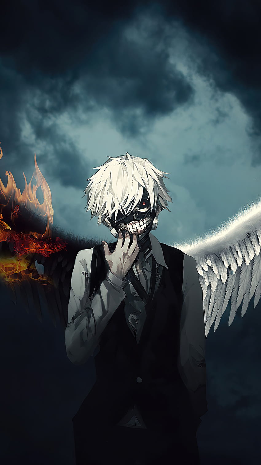 Ken Kaneki, Ailes, Masque, Tokyo, Ghoul, téléphone , , Arrière-plan et , Anime avec masque Fond d'écran de téléphone HD