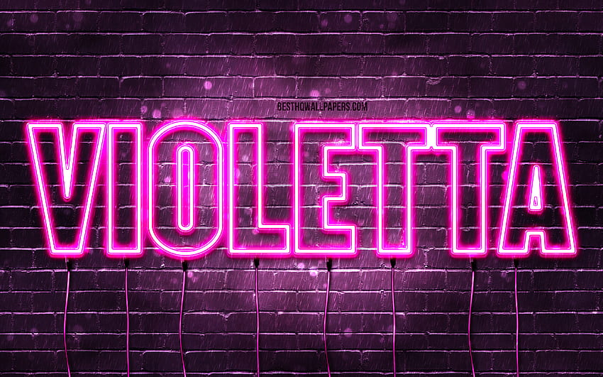 Violetta, , with names, female names, Violetta name, purple neon lights, Violetta Birtay, Happy Birtay Violetta, popular italian female names, with Violetta name HD wallpaper