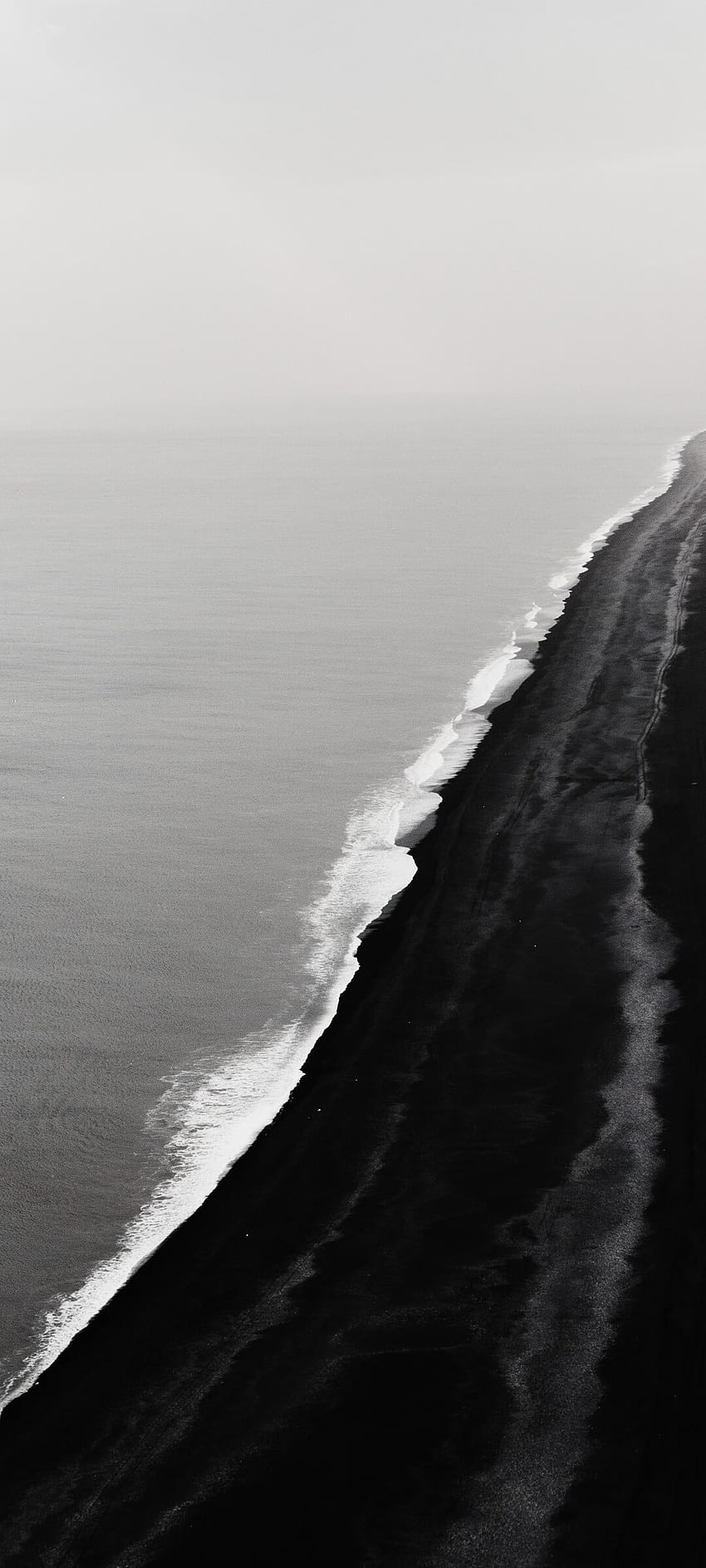 アイスランド黒砂海岸[]-15、ビーチ白黒 HD電話の壁紙