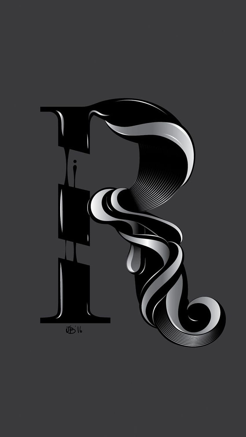 R Letter, черно, тема HD тапет за телефон