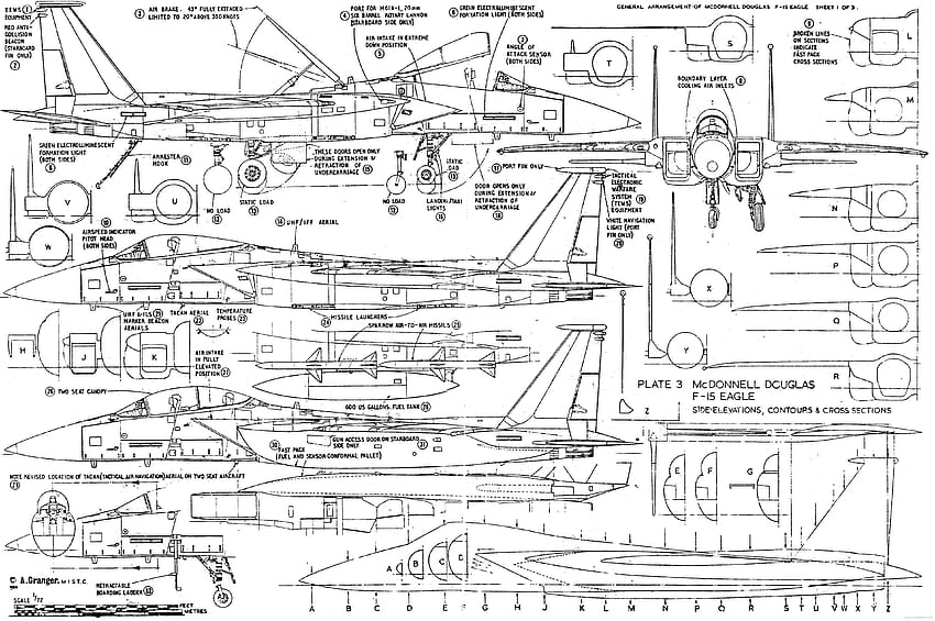 F 15 Avcı Uçağı Askeri Uçak Kartal Uçağı (96) . . 250890, Mekanik Çizim HD duvar kağıdı