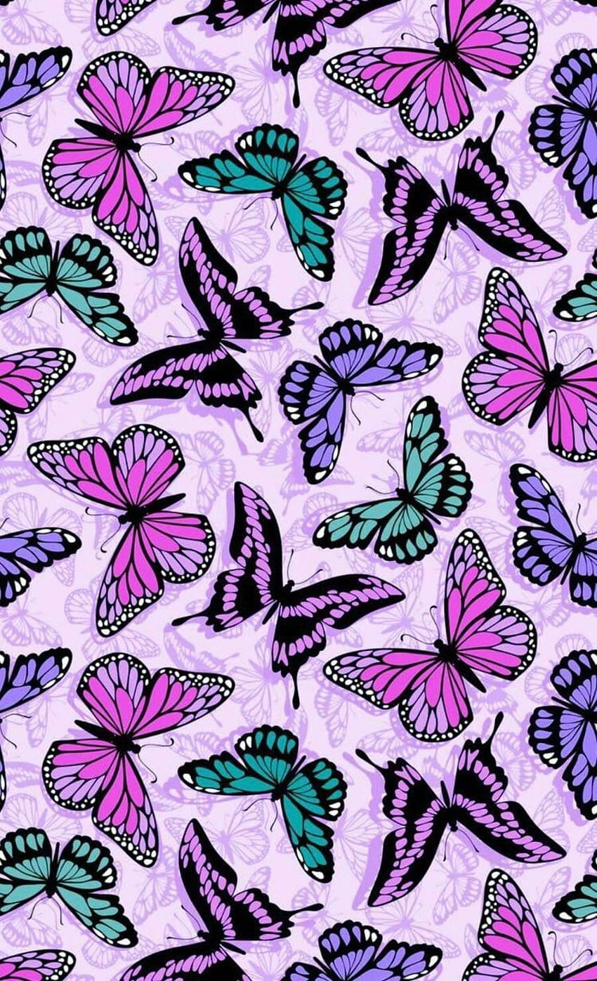 IPhone Ästhetisches IPhone Purple Butterfly Mock Up HD-Handy-Hintergrundbild