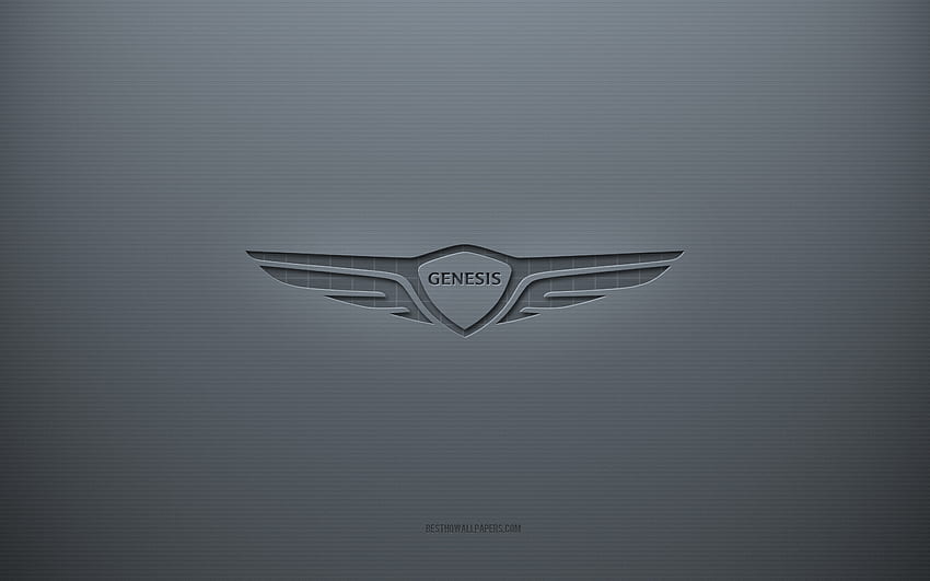 Лого на Genesis, сив творчески фон, емблема на Genesis, текстура на сива хартия, Genesis, сив фон, лого на Genesis 3d HD тапет