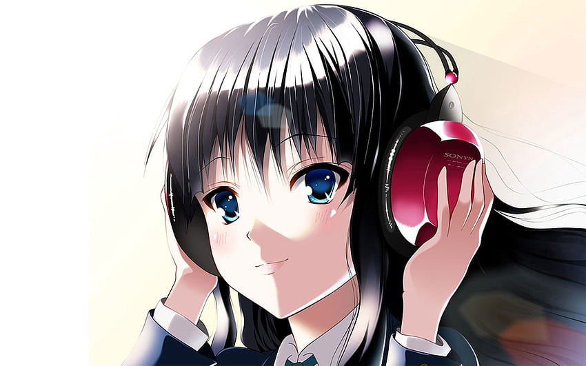 Anime, Headphones, Hand, Girl, Brunette HD wallpaper